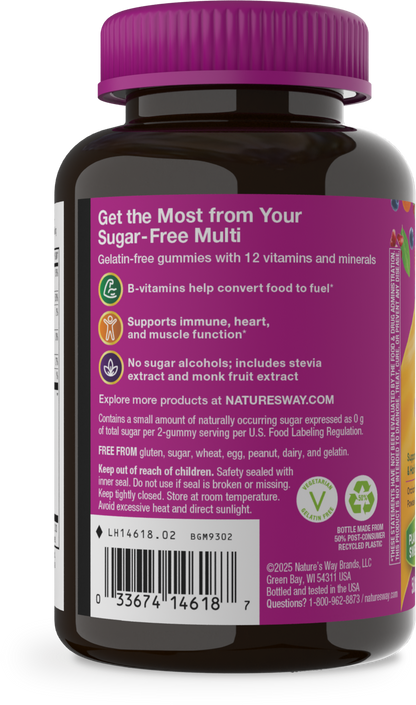 Nature's Way® Alive!® Zero Sugar Women's Multi Gummy | Multivitamínico para Mujer Sin Azúcar | 50 Gomitas