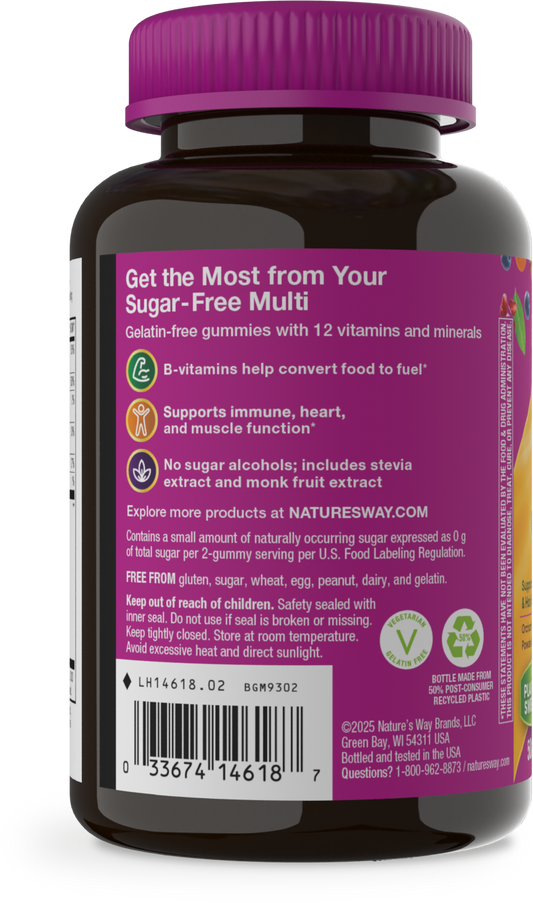 Nature's Way® Alive!® Zero Sugar Women's Multi Gummy | Multivitamínico para Mujer Sin Azúcar | 50 Gomitas