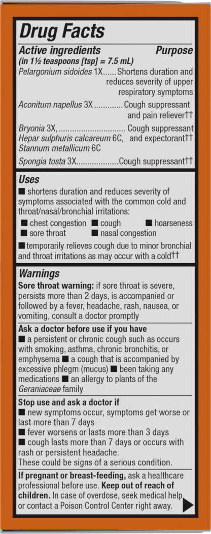 Nature's Way® Umcka® Cough Syrup | Jarabe Homeopático para la Tos | 4 fl oz (118 mL)