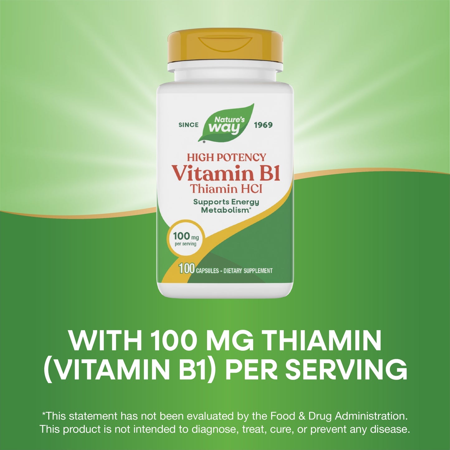 Nature's Way® Vitamin B1 High Potency (Thiamin HCl) 100 mg | 100 Cápsulas