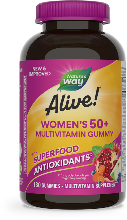 Nature's Way® Alive!® Multivitamínico para Mujeres 50+ en Gomitas | Sabor Frutos Rojos | 130 Gomitas