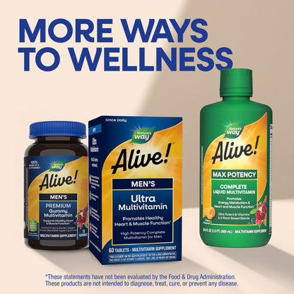 Nature's Way® Alive! Once Daily Men's Ultra Multivitamin | Multivitamínico para Hombre | 60 Tabletas