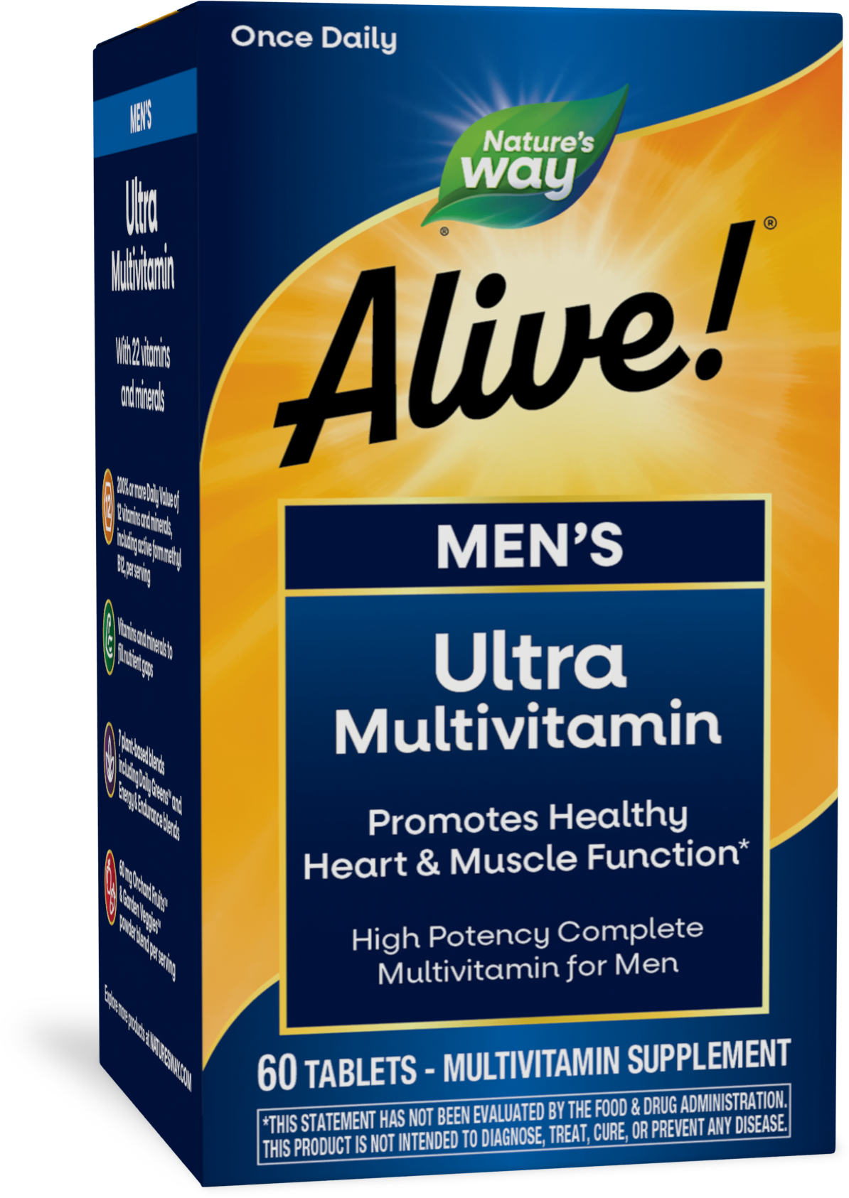 Nature's Way® Alive! Once Daily Men's Ultra Multivitamin | Multivitamínico para Hombre | 60 Tabletas