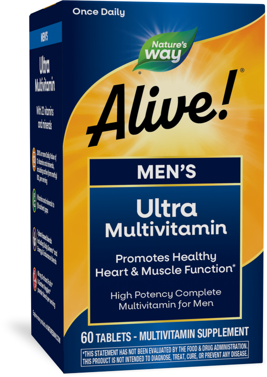 Nature's Way® Alive! Once Daily Men's Ultra Multivitamin | Multivitamínico para Hombre | 60 Tabletas