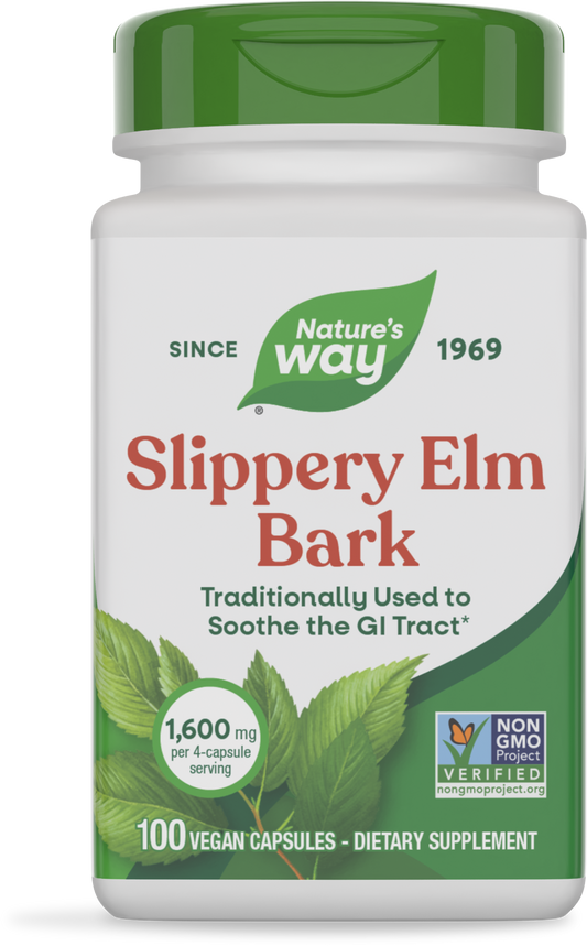 Nature's Way® Slippery Elm Bark | 100 Cápsulas Veganas