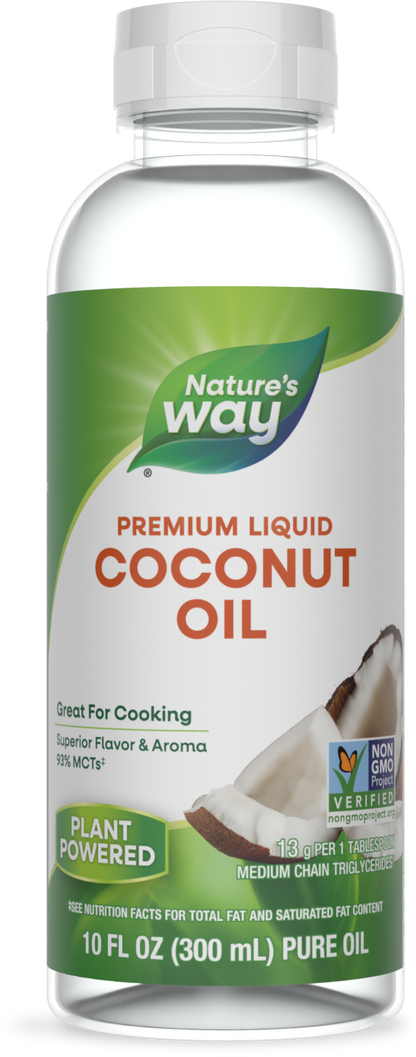 Nature's Way® Liquid Coconut Oil | Aceite de Coco Líquido | 10 fl oz (300 mL)