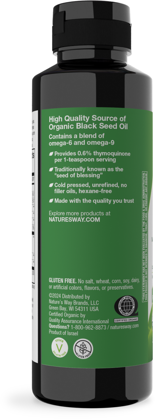 Nature's Way® Organic Black Seed Oil | Aceite Orgánico de Semilla Negra | 8 fl oz (236 mL)