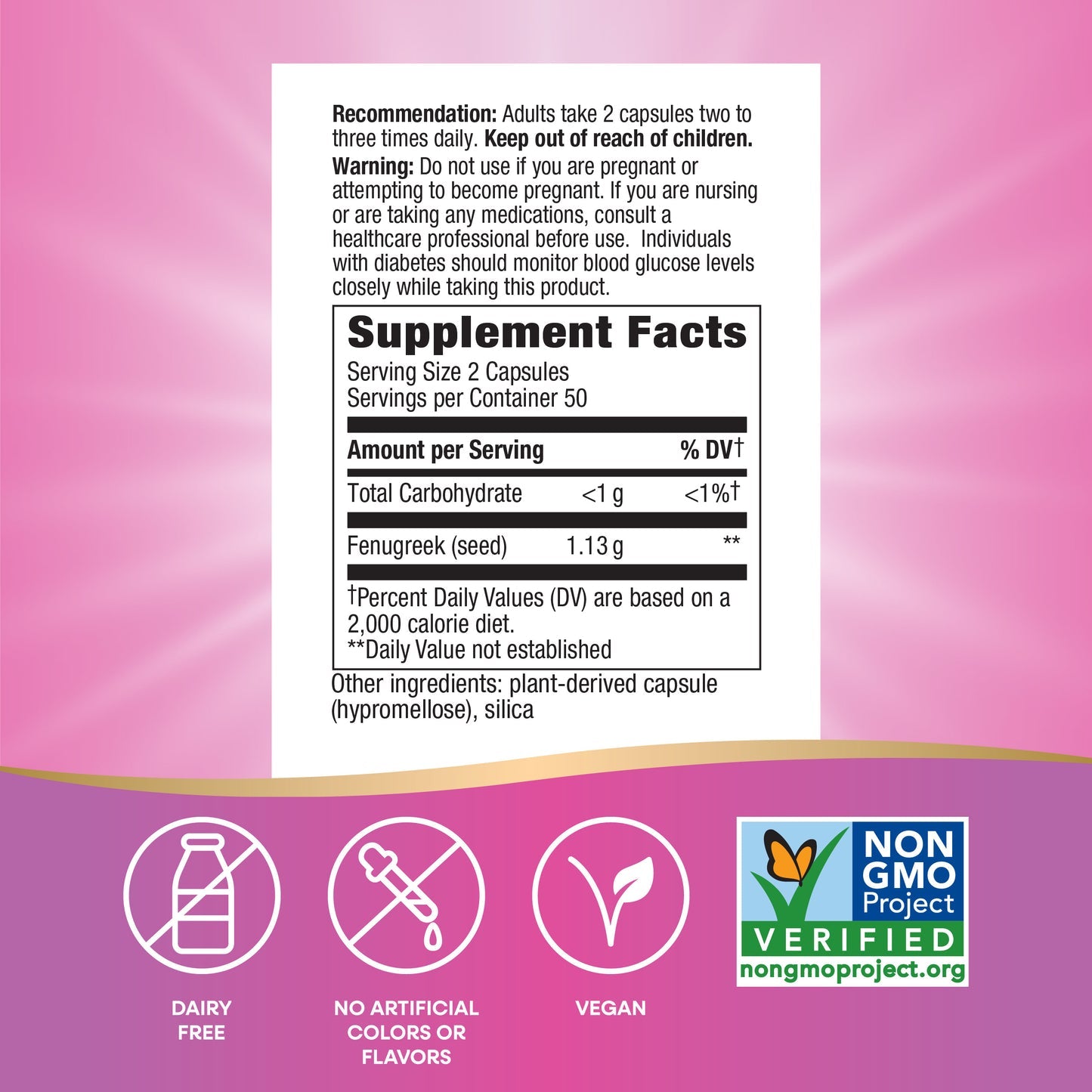 Nature's Way® Fenugreek Seed | Semilla de Fenogreco | 100 Cápsulas Vegetales