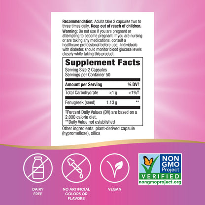 Nature's Way® Fenugreek Seed | Semilla de Fenogreco | 100 Cápsulas Vegetales
