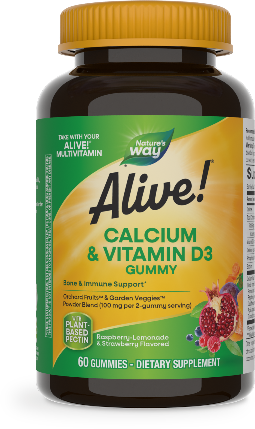 Nature's Way® Alive!® Calcium + Vitamin D3 Gummies | Calcio + Vitamina D3 | 60 Gomitas