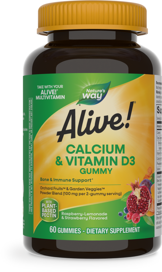 Nature's Way® Alive!® Calcium + Vitamin D3 Gummies | Calcio + Vitamina D3 | 60 Gomitas