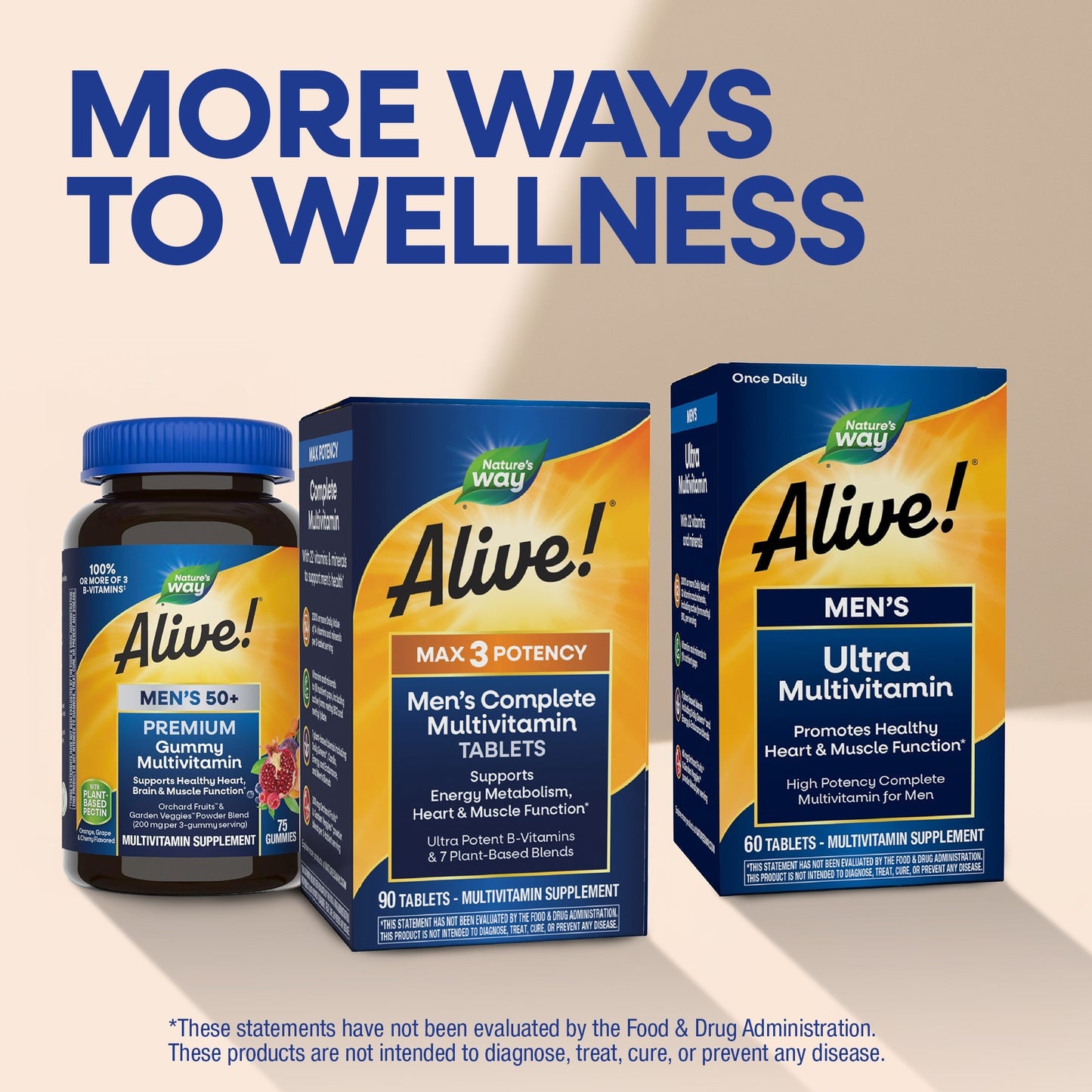 Nature's Way® Alive!® Max3 Potency Men's Complete Multivitamin | Multivitamínico para Hombre | 90 Tabletas