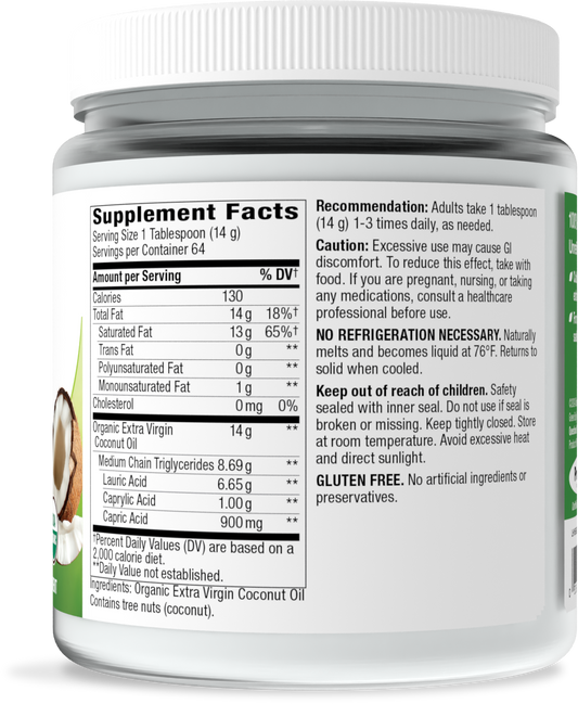 Nature's Way® Organic Extra Virgin Coconut Oil | Aceite de Coco Extra Virgen Orgánico | 16 oz (454 g)