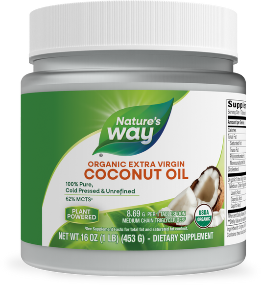 Nature's Way® Organic Extra Virgin Coconut Oil | Aceite de Coco Extra Virgen Orgánico | 16 oz (454 g)