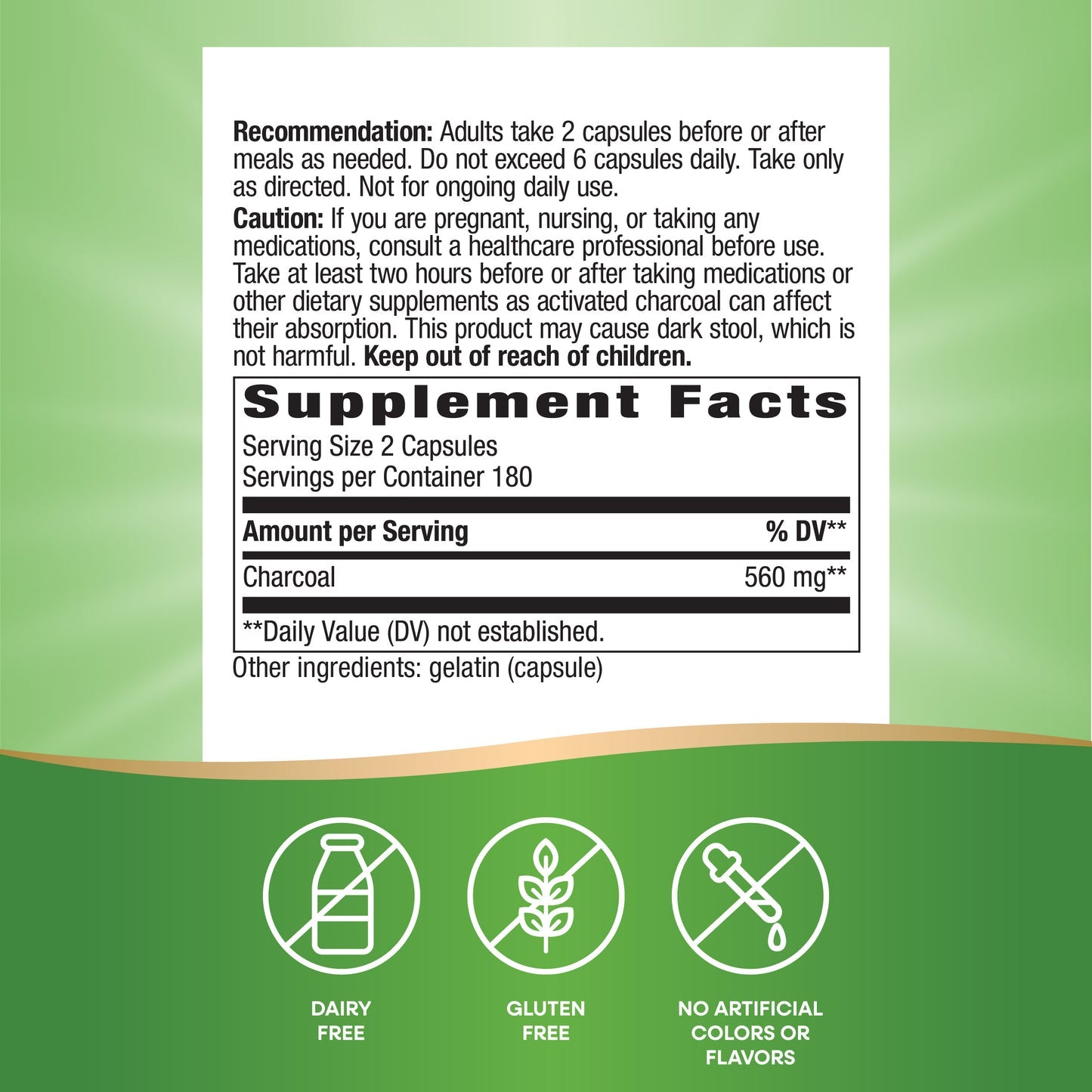 Nature's Way® Activated Charcoal | Carbón Activado | 100 Cápsulas