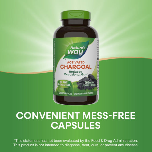 Nature's Way® Activated Charcoal | Carbón Activado | 100 Cápsulas