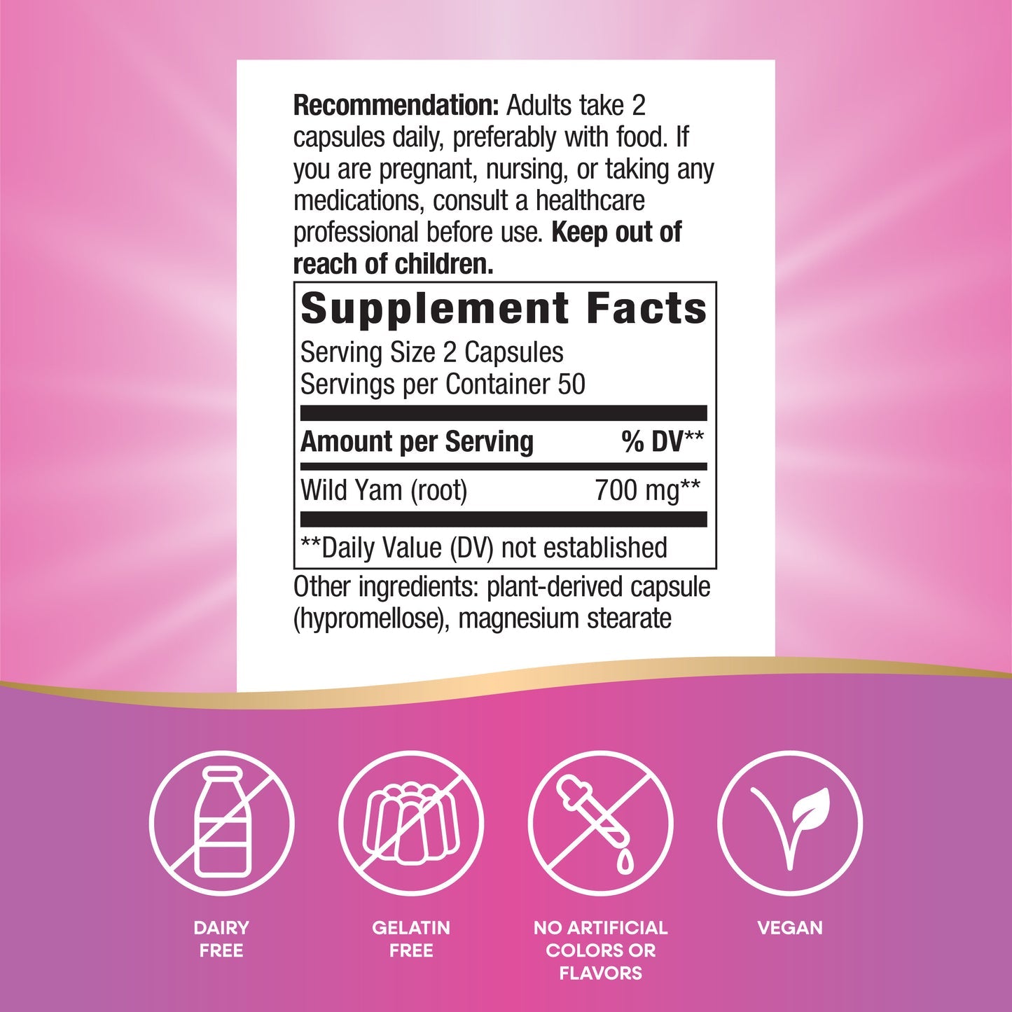 Nature's Way® Wild Yam Root | 100 Cápsulas Veganas