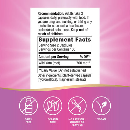 Nature's Way® Wild Yam Root | 100 Cápsulas Veganas