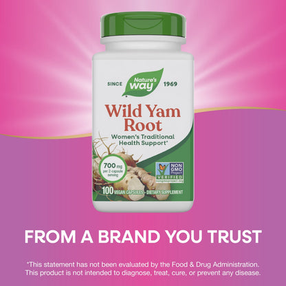 Nature's Way® Wild Yam Root | 100 Cápsulas Veganas
