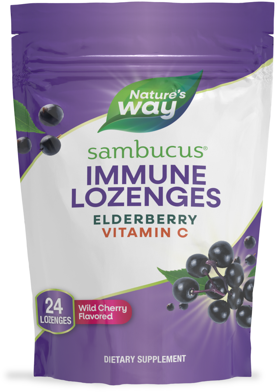 Nature's Way® Sambucus® Pastillas Orgánicas para el Sistema Inmunológico | Cereza Silvestre | 24 Pastillas (Lozenges)
