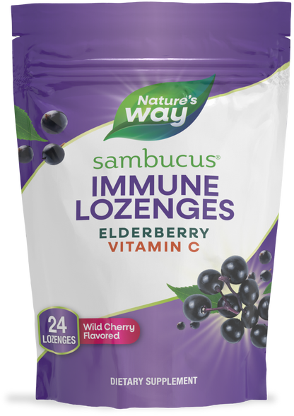 Nature's Way® Sambucus® Pastillas Orgánicas para el Sistema Inmunológico | Cereza Silvestre | 24 Pastillas (Lozenges)