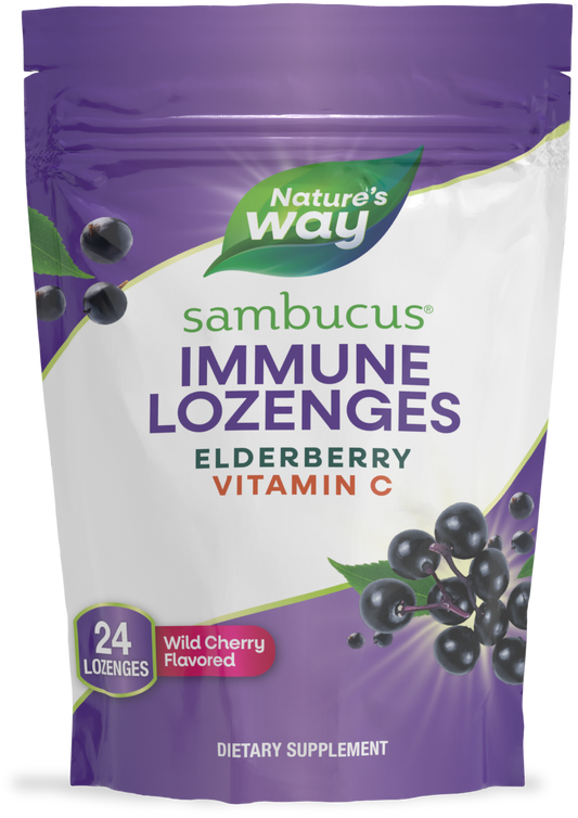Nature's Way® Sambucus Immune Lozenges Mixed Berry | Pastillas para Chupar con Saúco Orgánico | 24 Pastillas