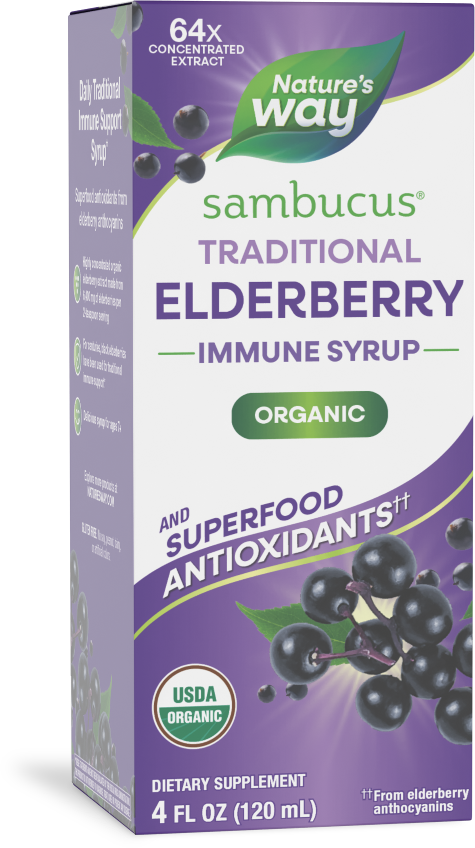 Nature's Way® Sambucus Traditional Immune Syrup | Jarabe Tradicional de Saúco Negro | 4 fl oz (120 mL)