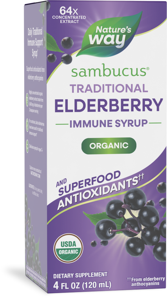 Nature's Way® Sambucus Traditional Immune Syrup | Jarabe Tradicional de Saúco Negro | 4 fl oz (120 mL)