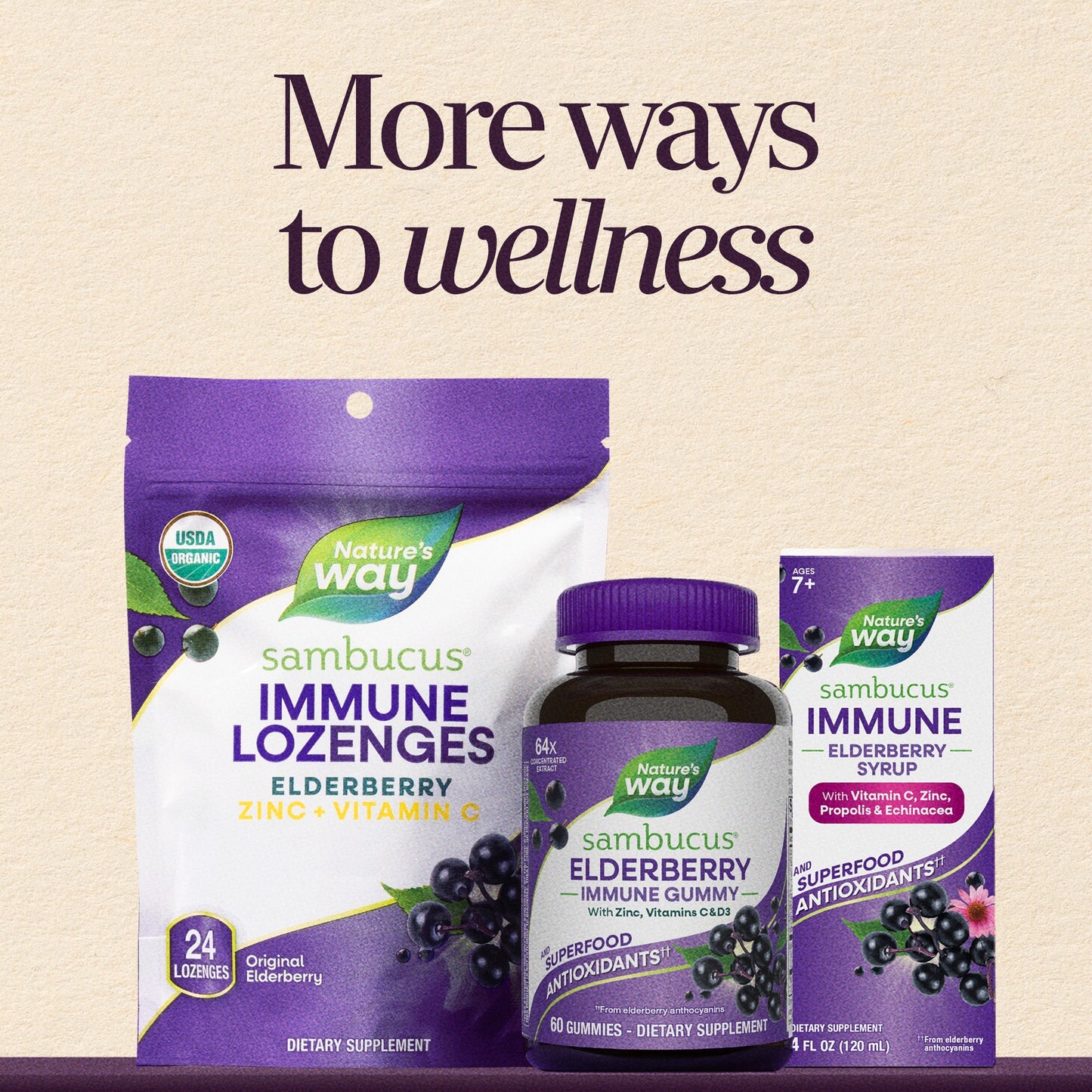 Nature's Way® Sambucus Immune Elderberry Syrup | Jarabe de Saúco para el Sistema Inmunológico | 4 fl oz (120 mL)