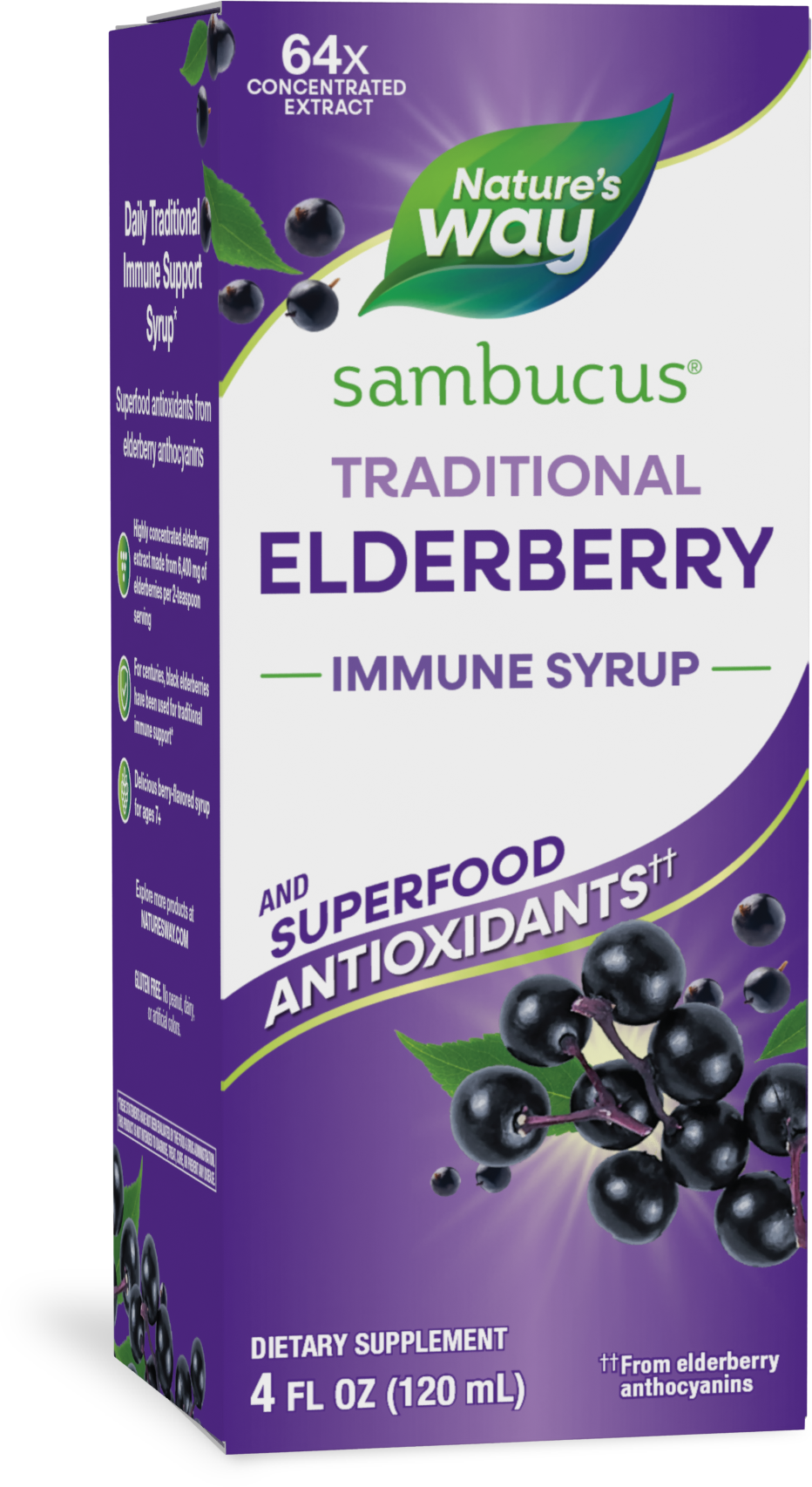 Nature's Way® Sambucus® Original Syrup | Jarabe de Saúco Negro Europeo | 8 fl oz (240 mL)