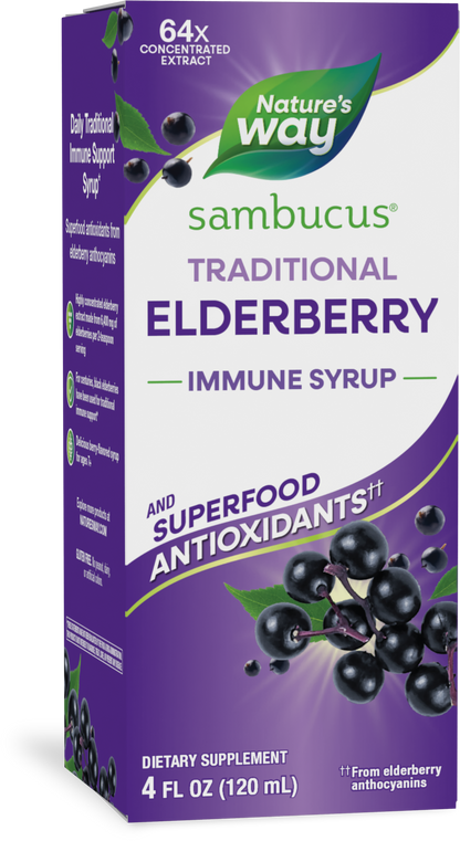 Nature's Way® Sambucus® Original Syrup | Jarabe de Saúco Negro Europeo | 8 fl oz (240 mL)