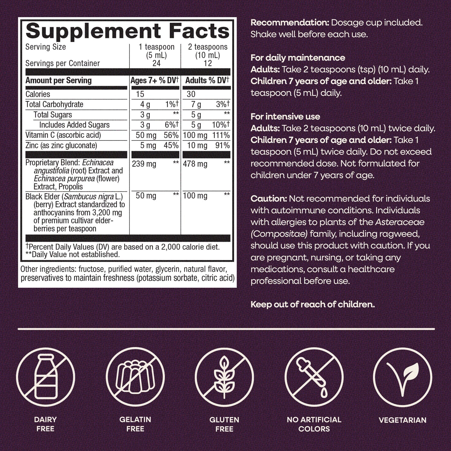 Nature's Way® Sambucus Immune Elderberry Syrup | Jarabe de Saúco para el Sistema Inmunológico | 4 fl oz (120 mL)