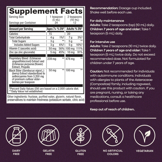 Nature's Way® Sambucus Immune Elderberry Syrup | Jarabe de Saúco para el Sistema Inmunológico | 4 fl oz (120 mL)