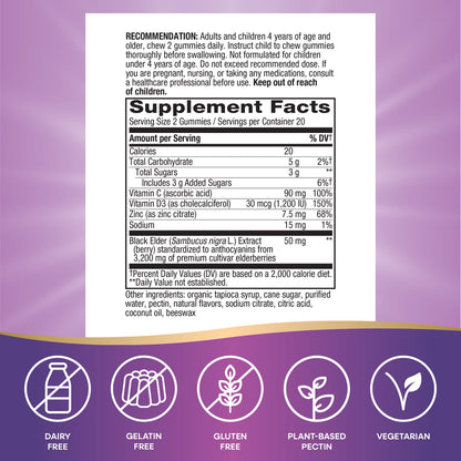 Nature's Way® Sambucus® Gomitas para el Sistema Inmunológico | Saúco Negro Europeo | 60 Gomitas