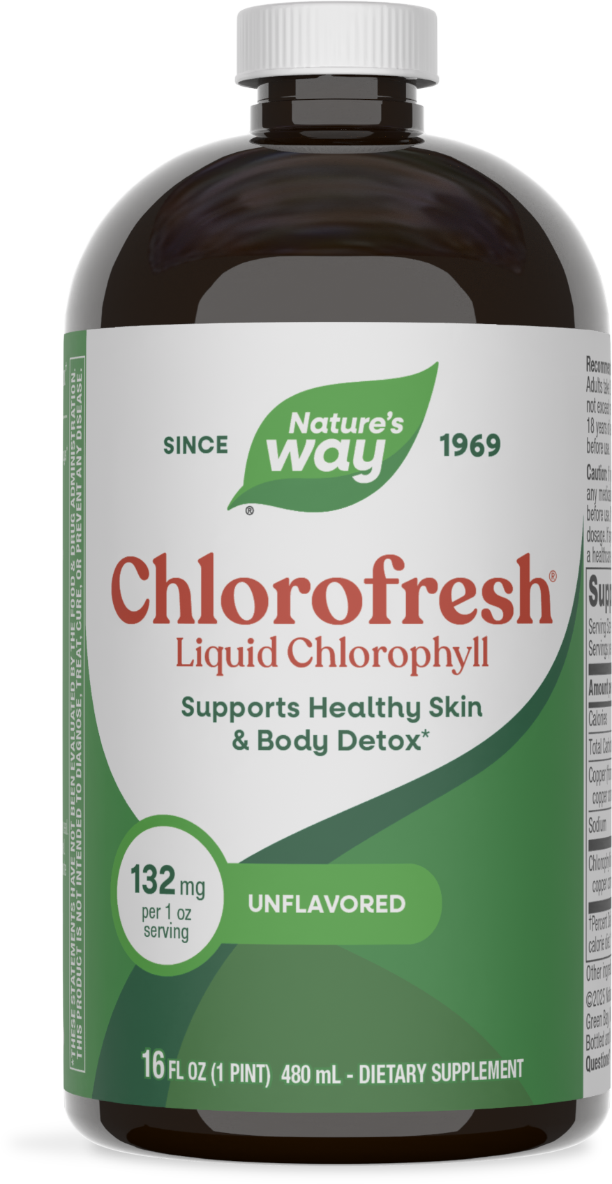 Nature's Way® Chlorofresh® Liquid Chlorophyll Unflavored | Clorofila Líquida Sin Sabor | 16 fl oz (480 mL)