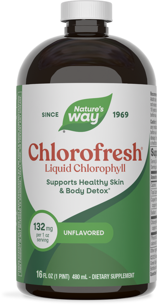 Nature's Way® Chlorofresh® Liquid Chlorophyll Unflavored | Clorofila Líquida Sin Sabor | 16 fl oz (480 mL)