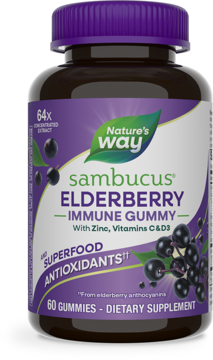 Nature's Way® Sambucus® Gomitas para el Sistema Inmunológico | Saúco Negro Europeo | 60 Gomitas