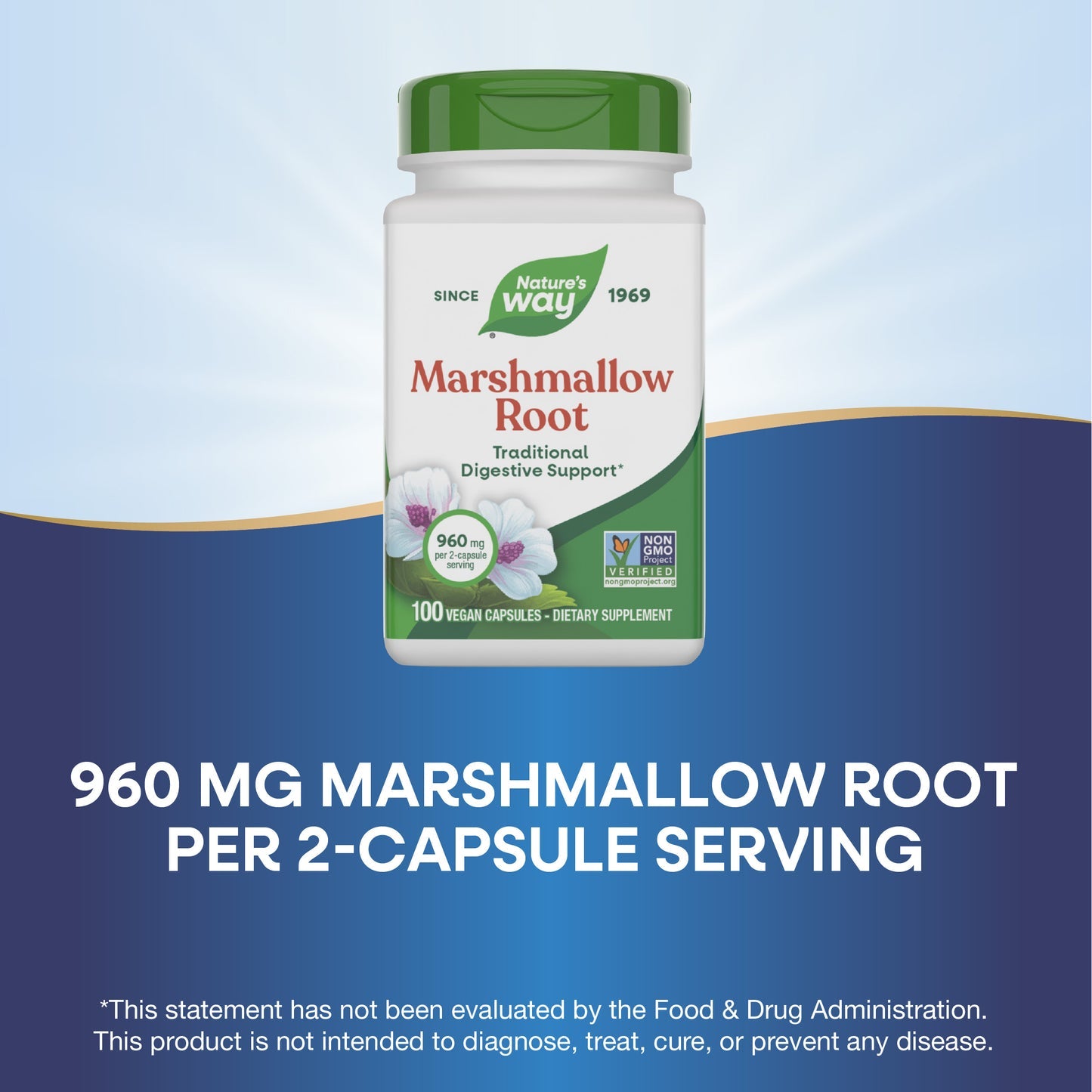 Nature's Way® Marshmallow Root | Raíz de Malvavisco | 100 Cápsulas Vegetales
