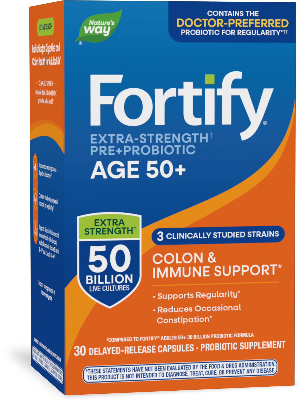 Nature's Way® Fortify® Age 50+ Probiotic | 50 Billion CFU | 30 Cápsulas Vegetales