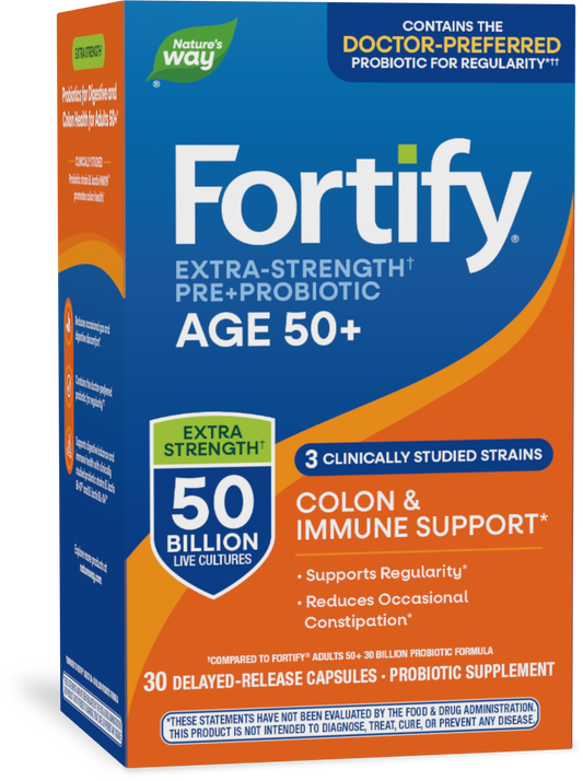 Nature's Way® Fortify® Age 50+ Probiotic | 50 Billion CFU | 30 Cápsulas Vegetales