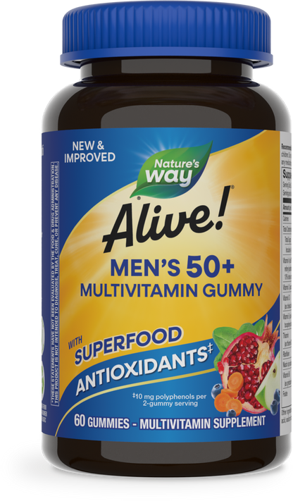 Nature's Way® Alive!® Multivitamínico para Hombres 50+ en Gomitas | Sabor Frutas | 60 Gomitas