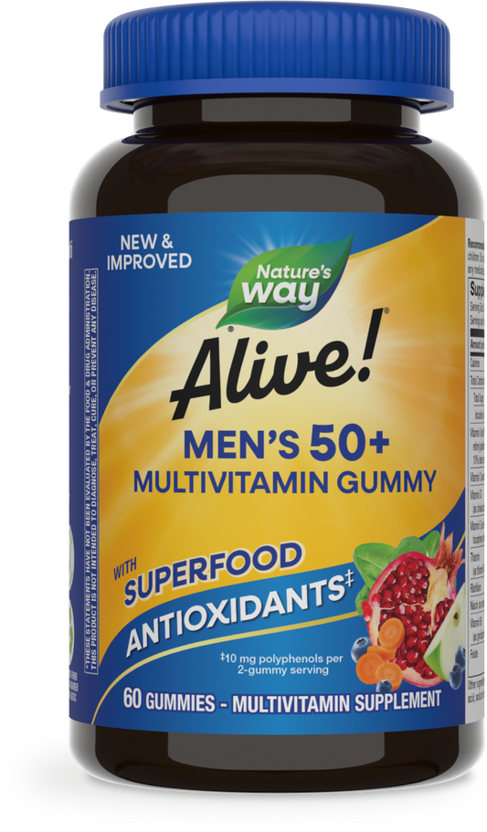 Nature's Way® Alive!® Multivitamínico para Hombres 50+ en Gomitas | Sabor Frutas | 60 Gomitas