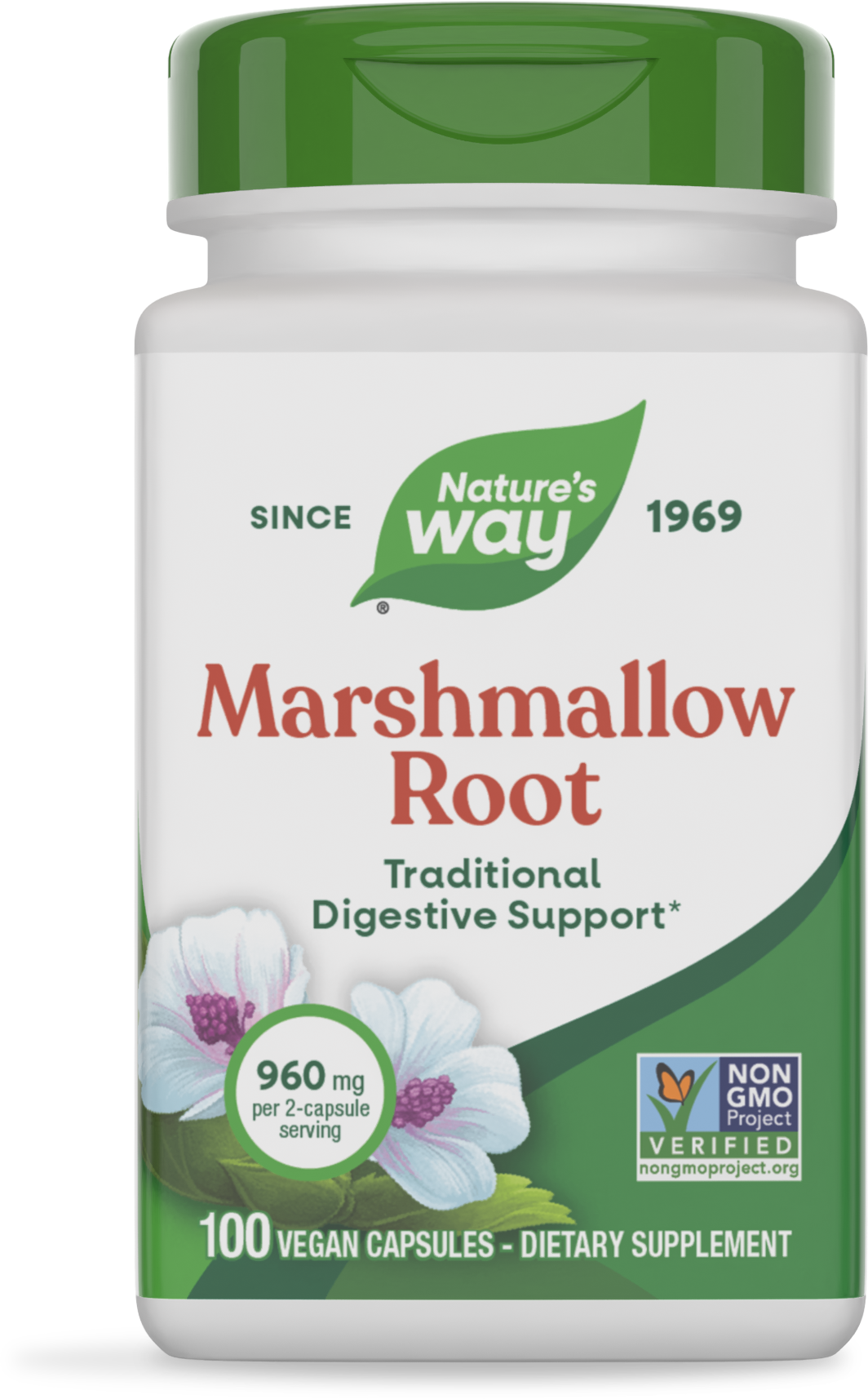 Nature's Way® Marshmallow Root | Raíz de Malvavisco | 100 Cápsulas Vegetales