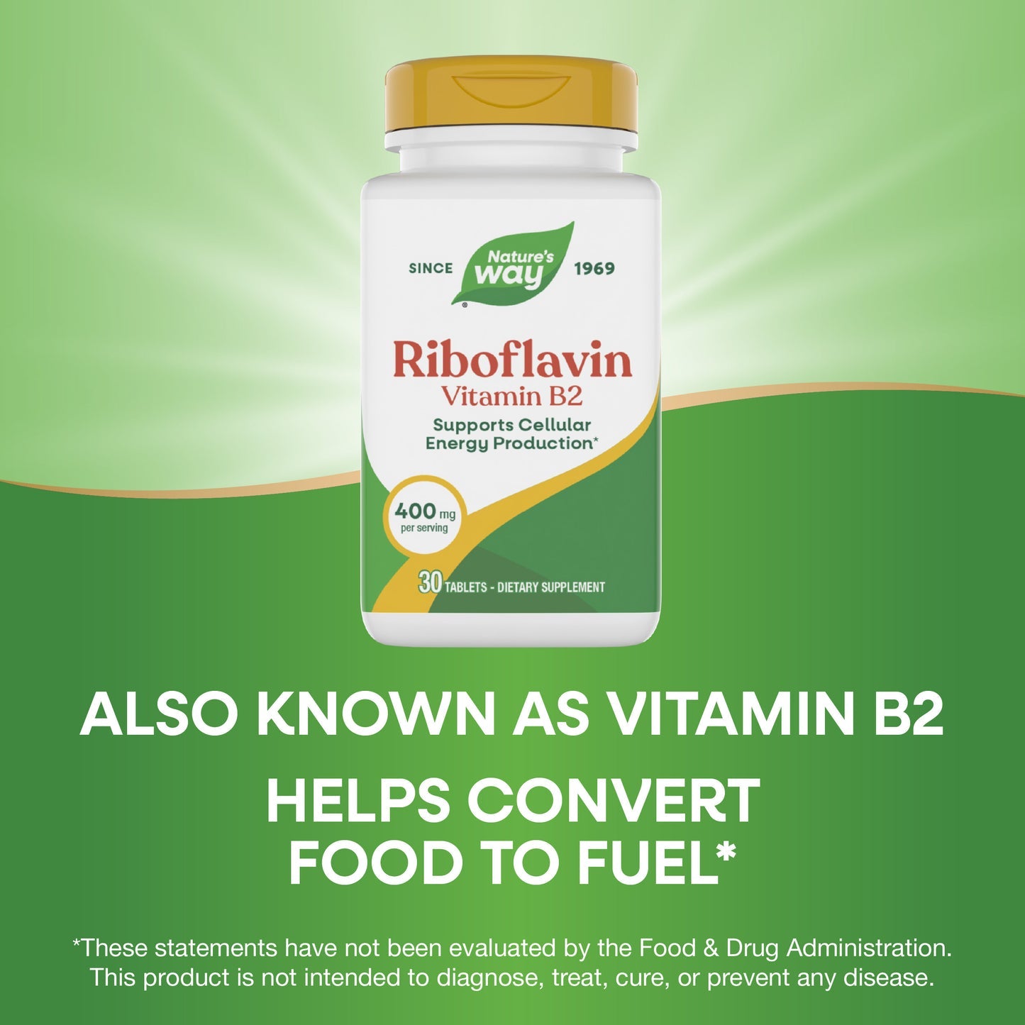 Nature's Way® Riboflavina (Vitamina B2) 400 mg | 30 Tabletas