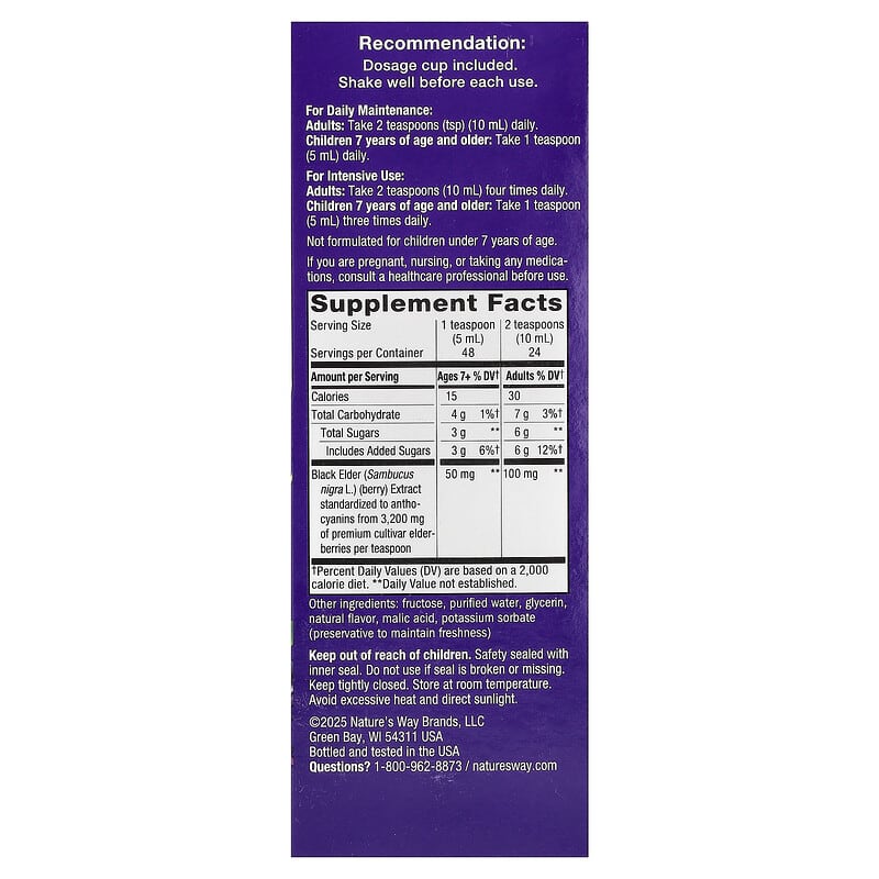 Nature's Way® Sambucus Traditional Immune Syrup | Jarabe de Saúco Negro | 8 fl oz (240 mL)