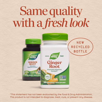 Nature's Way® Ginger Root | Raíz de Jengibre | 100 Cápsulas Vegetales
