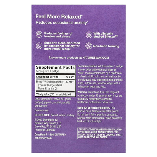 Nature's Way® CalmAid® | Silexan® Lavender Oil | 30 Softgels