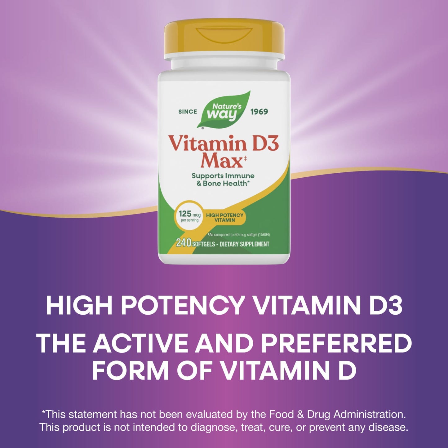 Nature's Way® Vitamin D3 Maximum Strength | 125 mcg (5,000 UI) | 240 Softgels