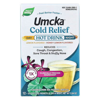 Nature's Way® Umcka® Cold Relief Day + Night Hot Drink | 12 Sobres (12 × 5 g)