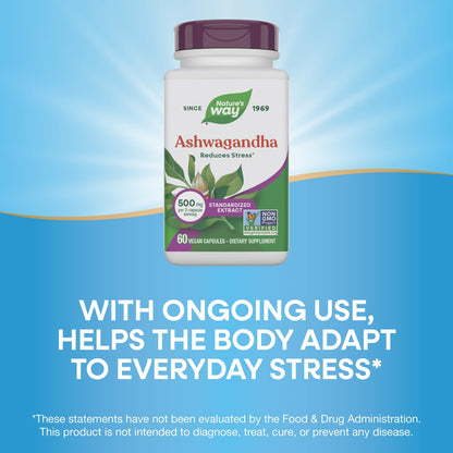 Nature's Way® Ashwagandha Standardized Extract | Extracto Estandarizado de Ashwagandha | 60 Cápsulas Vegetales